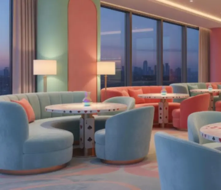 Stylowe wnętrza restauracji Nocavista w klimacie casino lounge