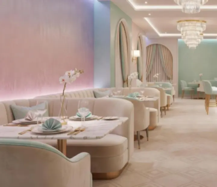Wnętrze restauracji Nocavista inspirowane subtelnym stylem casino
