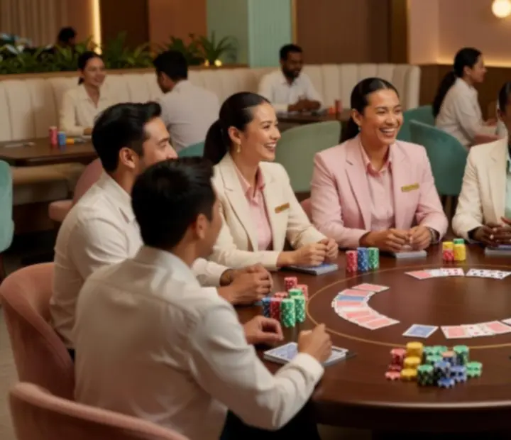 Poker Nights Crew prowadząca towarzyski wieczór pokerowy w restauracji Nocavista