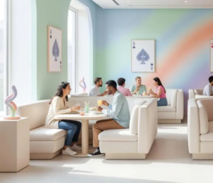 Stylowe, pastelowe wnętrza restauracji Nocavista